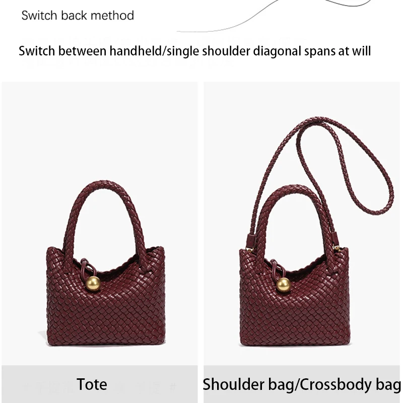 Sac à bandoulière tissé pour femmes, fourre-tout, petit sac à main en cuir inechtalien, fourre-tout, sac Hobo