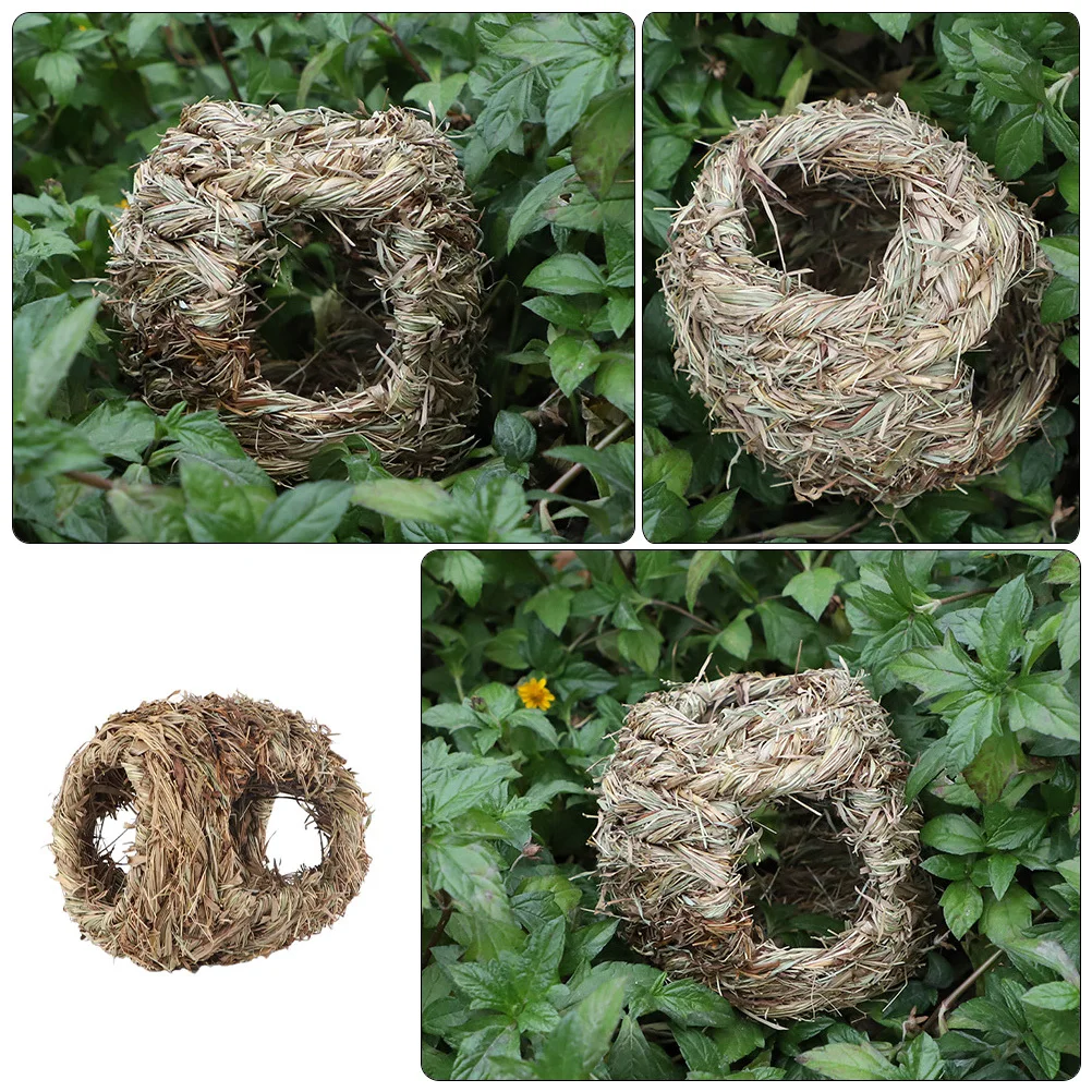 

1pc Hand-Woven Birds Nest Light Yellow Premium Mountain Grass Garden Decor For Pet Birds Outdoor Nature Craft Eco-Friendly