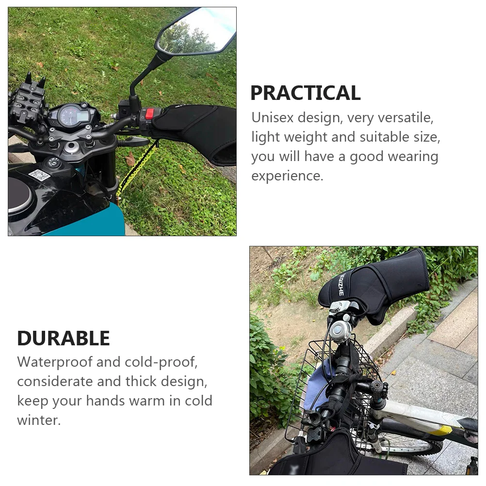 Motorcycle Grips Handlebar Gloves Cover Warmer Muff Stretch Knitted Fabric Polybutadiene Rubber Outdoor