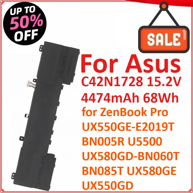 

C42N1728 15.2V 4474mAh 68Wh Laptop Battery For Asus ZenBook Pro UX550GE-E2019T BN005R UX580GD-BN060T BN085T UX580GE UX550GD