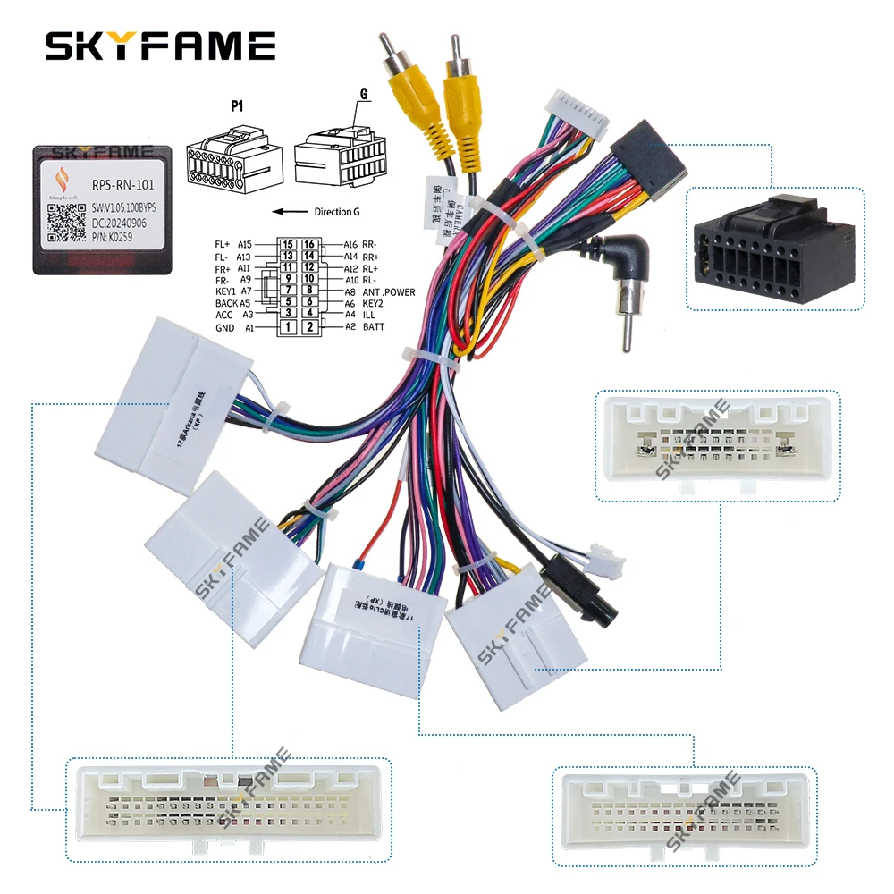 

SKYFAME для Renault Clio Arkana Duster RP5-RN-101 автомобильный 16-контактный жгут проводов адаптер Canbus Box декодер Android радио кабель питания