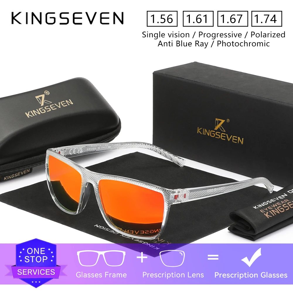

KINGSEVEN брендовые новые солнцезащитные очки с оптическими линзами по рецепту, прогрессивные очки для близорукости и дальнозоркости, мужские и женские классические очки