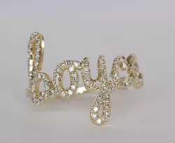 Crystal Stone  Custom Name Ring  For Women Diamond Letter Pendant  Wedding Jewelry Gift