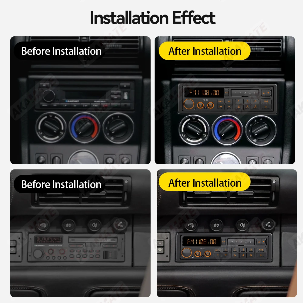 1Din راديو السيارة مشغل MP3 الصوت ستيريو بلوتوث AUX USB EQ FM AM RDS راديو كلاسيكي لبورشه مرسيدس بنز BMW أودي VW تويوتا #3