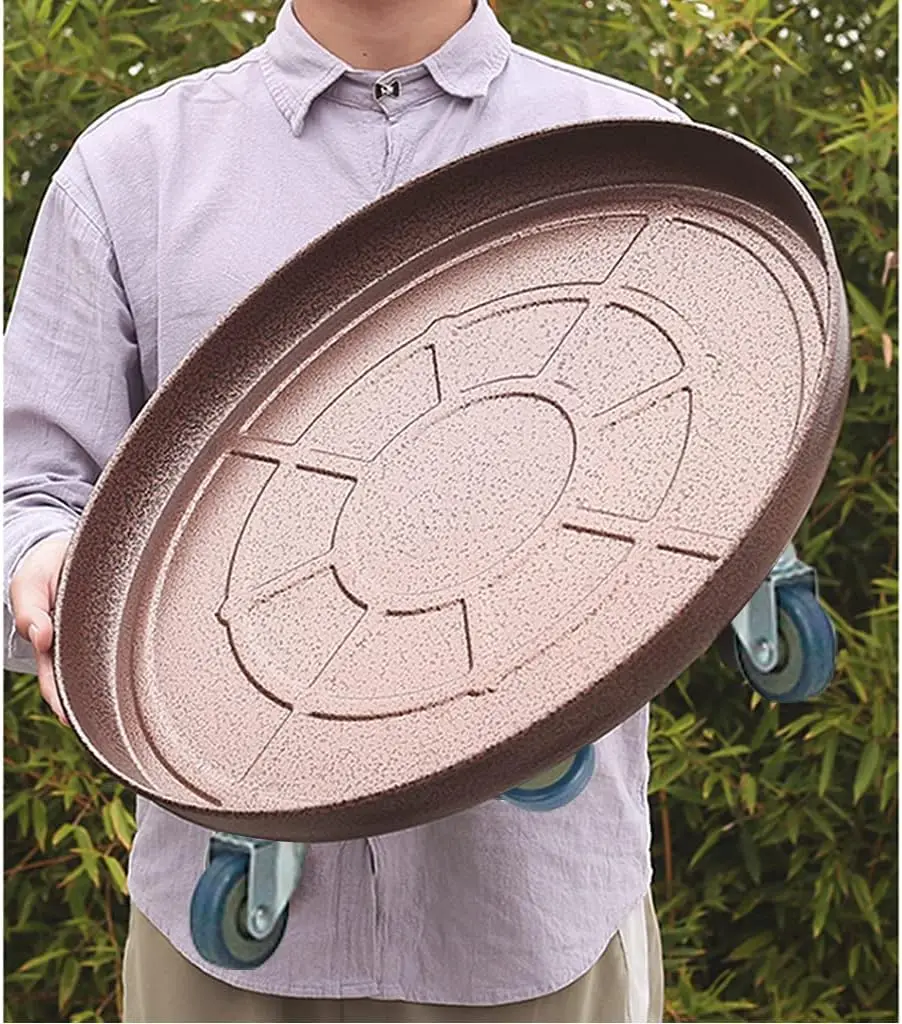 

Подставка для растений круглая 20 дюймов с блокируемыми колесами, усиленная, выдерживает нагрузку до 480 фунтов, для использования в помещении и на улице, передвижная тележка-подставка для кашпо