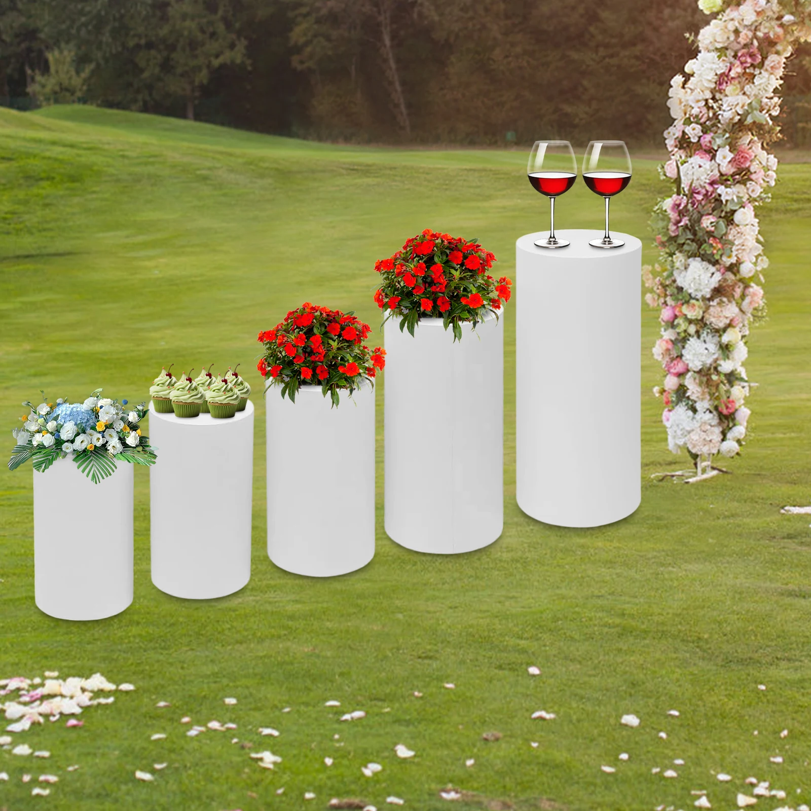 5 قطعة حوامل عرض الحلوى الأسطوانية ، حفل زفاف كعكة حامل مجموعة كعكة عرض اسطوانة ، حامل عرض دائري للزينة #6