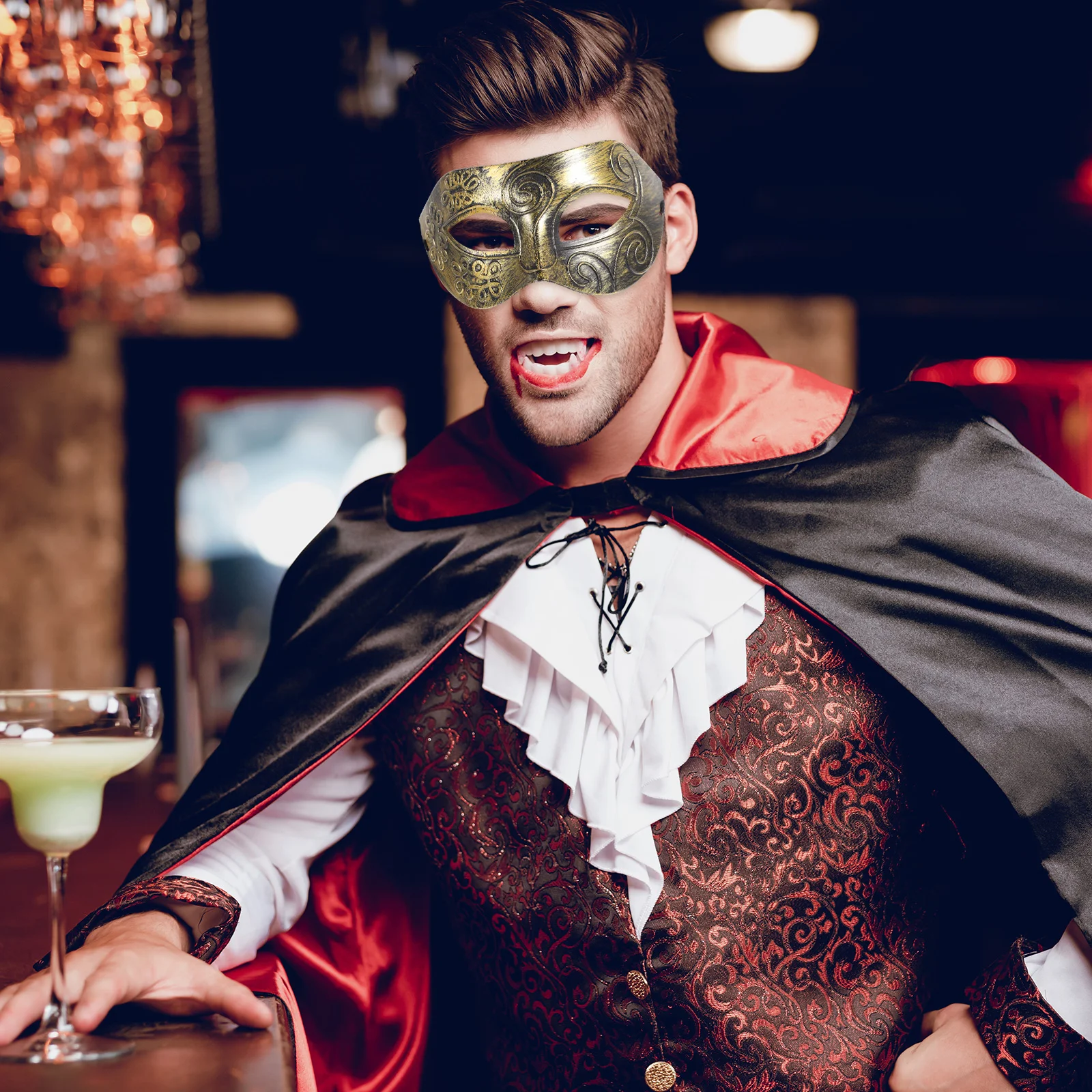 2-teilige Halloween-Maske für Herren, Gras-Kostüm, Party-Zubehör, Maskerade, männliche Masken, Herren-Ball, zum Dekorieren