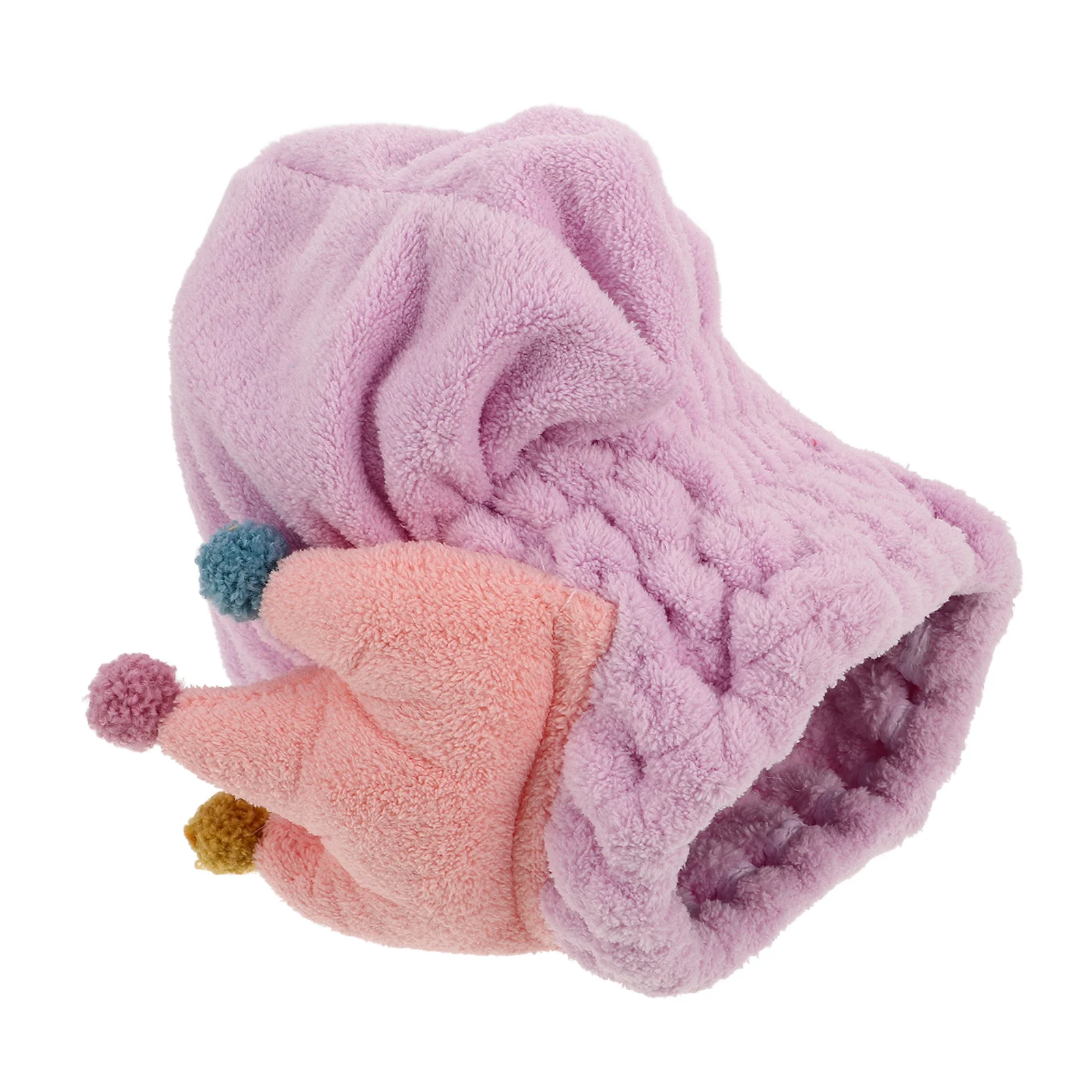 

Coral Fleece Dry Hair Towel Wrap Adjustable Hair Drying Cap Cute Cartoon Crown Design for Children Home Travel