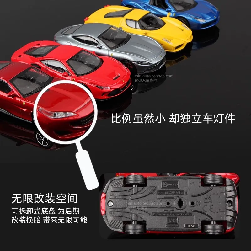 Genuino en Stock 1/43 Bburago Ferrari 296 SF90 488 Spider Enzo 458 especial Roma coche en miniatura de aleación colección conmemorar juguetes de regalo
