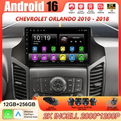 Android 16 For Chevrolet Orlando 2009 2010 - 2018 2K QLED Stereo Car Radio Multimedia Video Player GPS 4G CarPlay