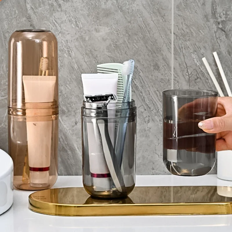 New Transparent Toothpaste Toothbrush Holder with Wash Cup Portable Travel Bathroom Organizer Toothpaste Toothbrush Case