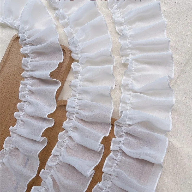 

20Yards Chiffon White Pleated Lace Trim Fabric Belt Handmade DIY Clothing Skirt Edge Ruffle Edge Lace Accessory