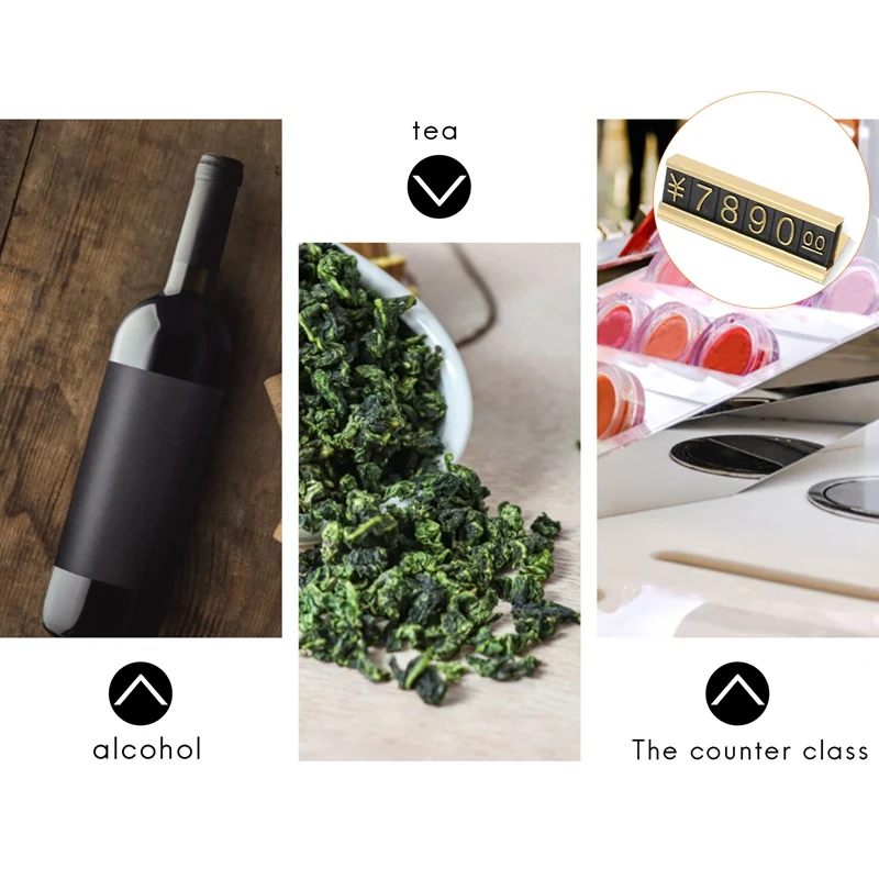 Étiquettes de prix en métal doré, chiffres arabes, 19 groupes