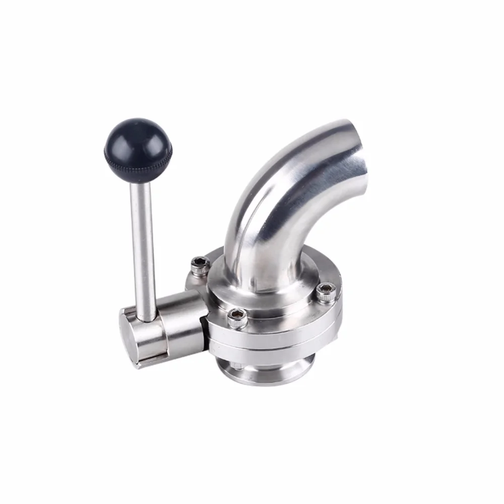 ClampΦ19Φ25Φ32Φ38mm OD50.5mm Bend Butterfly Valve SS304 One Side Elbow and One Side Quick Installation Butterfly Valve