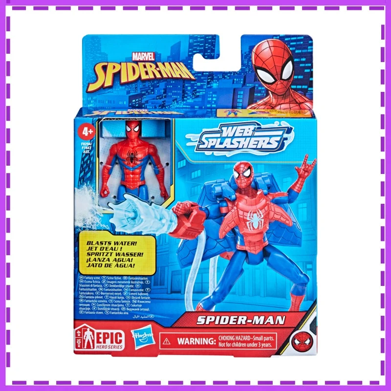 

Hasbro Anime Marvel Spider Man Web Splashers Blasts Water Captaion America Christmas Gifts Genuine Action Figure Model Toys