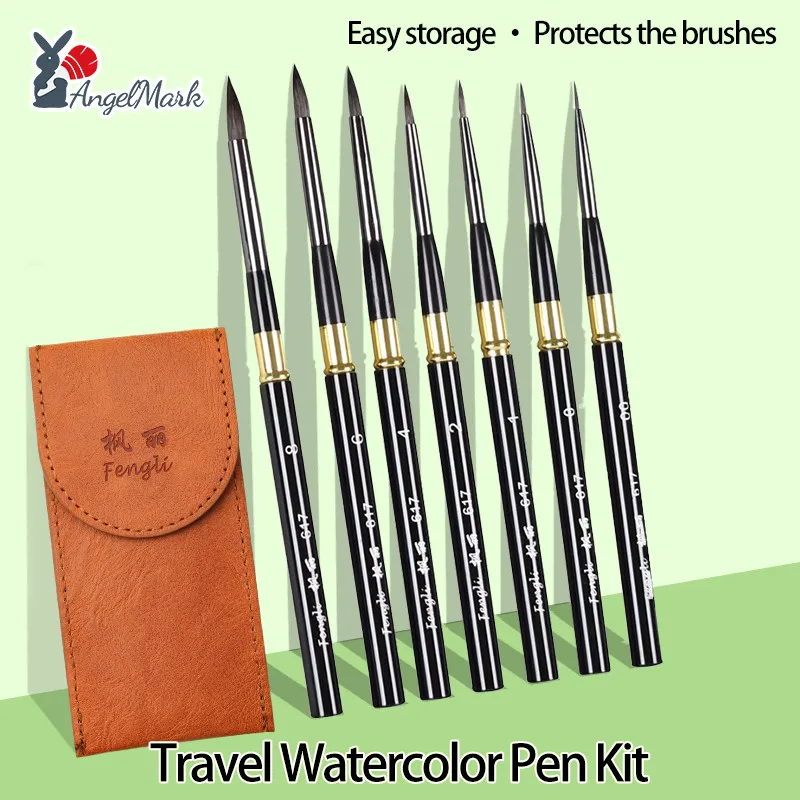 

Набор ручек-линеров, акварельных кистей и карандашей в кожаном портативном пенале с тонким наконечником для студентов, инструменты для скетчинга, товары для творчества