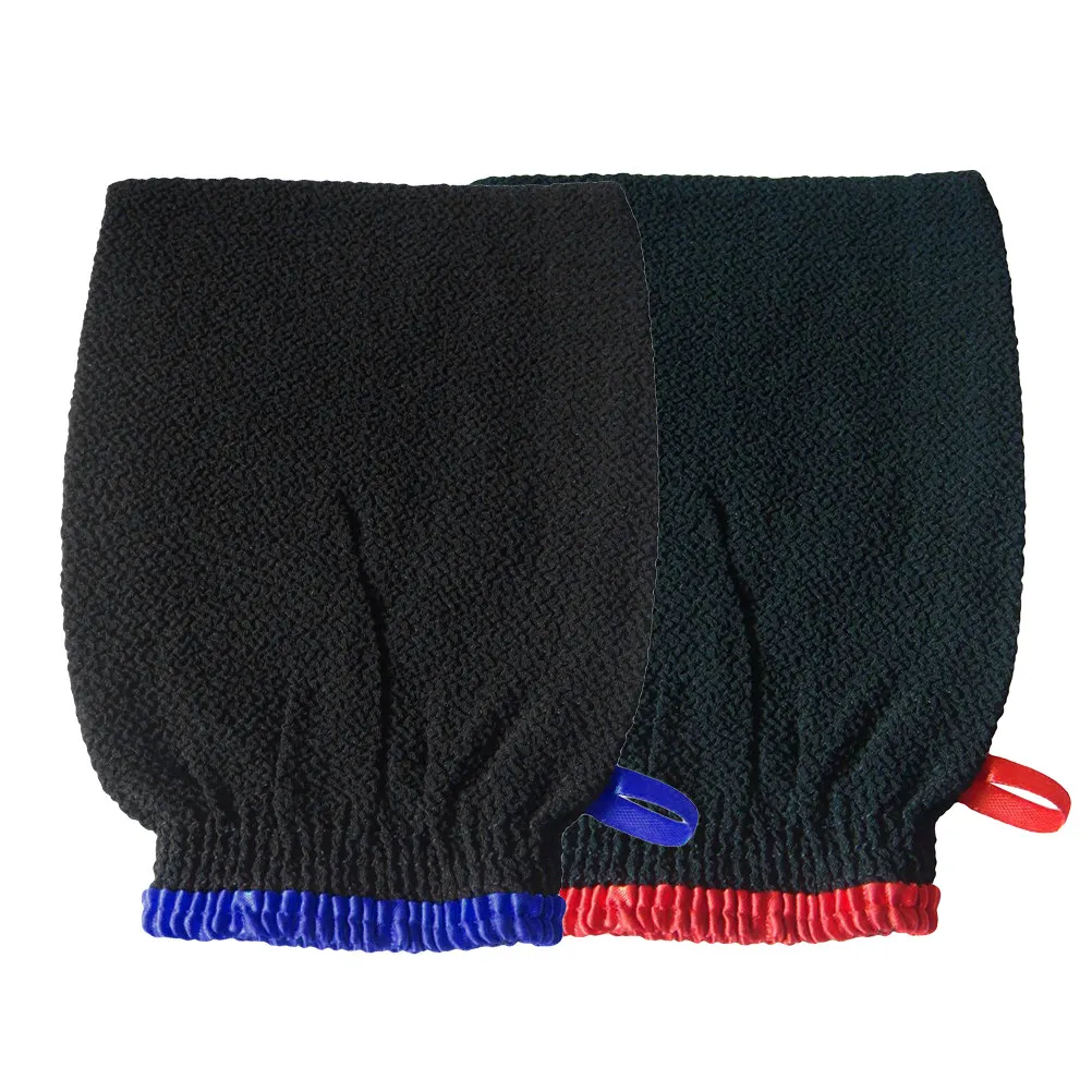 

2Pcs Stretchy Body Scrub Gloves Exfoliating Bath Mitt for Men Women Kids Easy to Wear Clean Hang with Lanyard Works with Soap