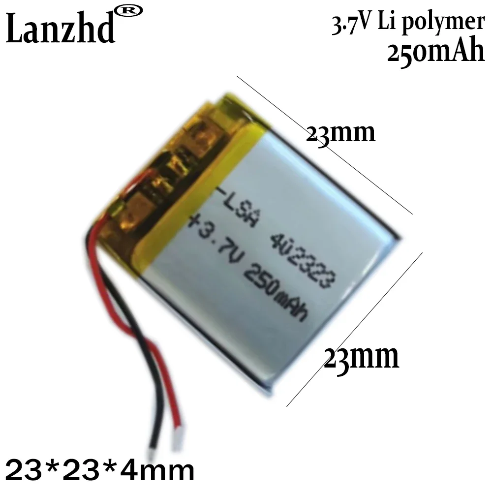 

3.7V lithium battery 302030 402323 250mah MP3 MP4 GPS Bluetooth cell battery toys registrar navigator video player battery