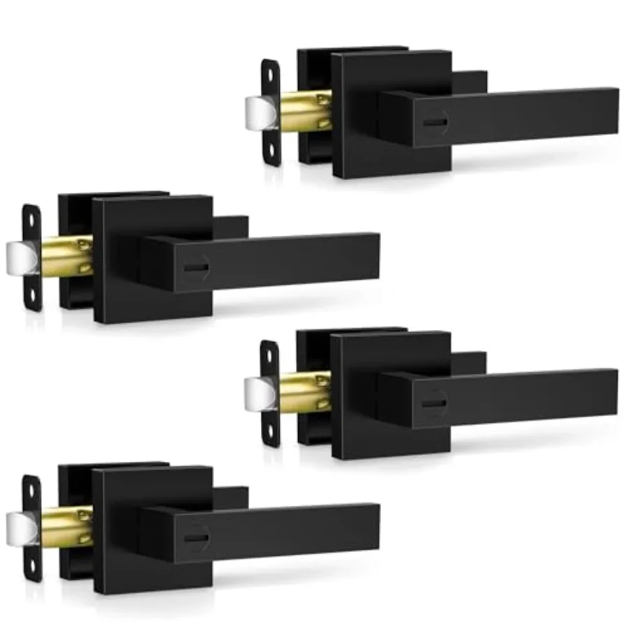 

Matte Black Door Handles, Keyless Interior Door Knobs, Privacy Door Lever Locksets for Bedroom Bathroom, Heavy Duty Square Door