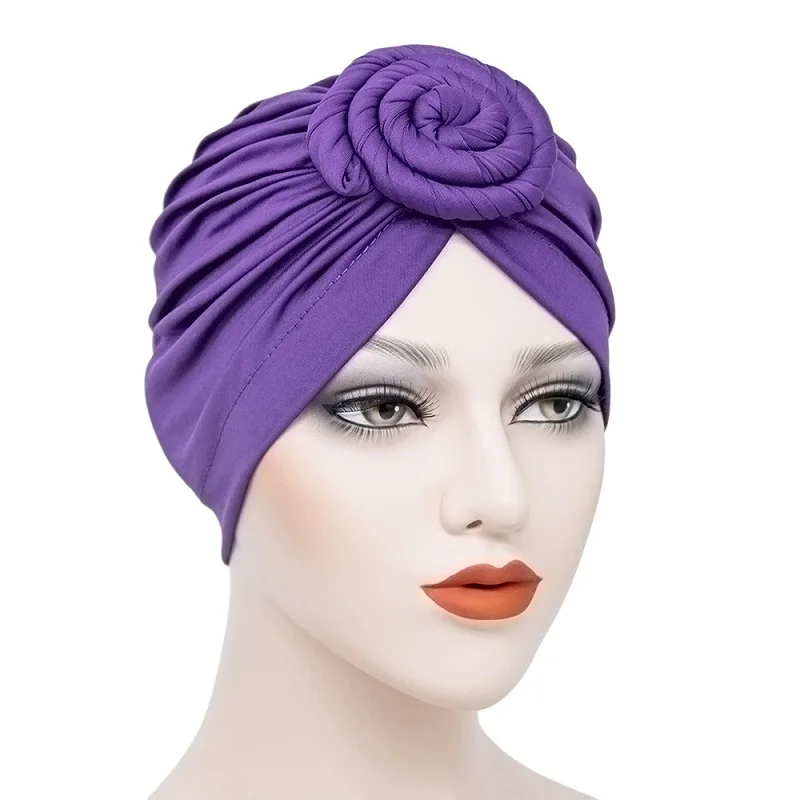 New Woman\'s Milk Silk Muslim Hats Stretch Fabric Forehead Cross Indian Turban Fashion Muslim Bandana Cap