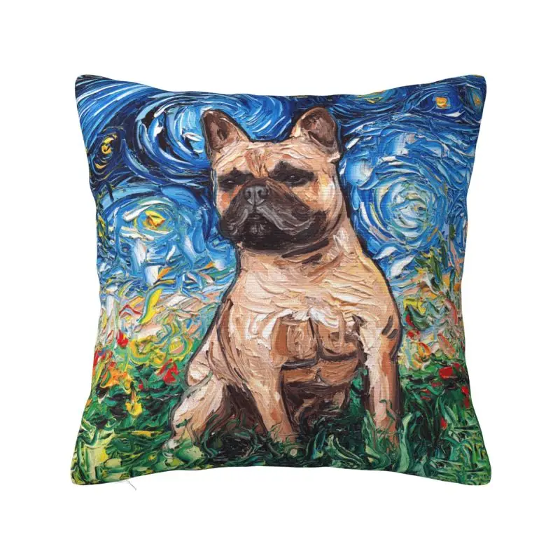French Bulldog Starry Night Throw Pillow Covers Decoracion 3D Print Pet Dog Lover Sofa Cushion Cover Polyester Soft Pillowcase