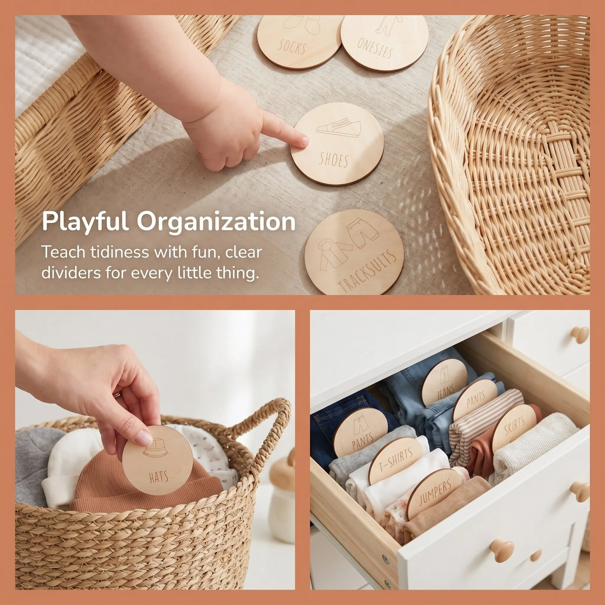 23 قطعة من ملصقات خشبية لتنظيم - مراجعة Baby Nursery Closet Organization وسعره