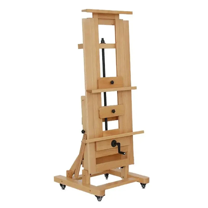 Single Rocker Flat Professional Easel Sketch Oil Painting Folding Storage With Wheels Studio Use