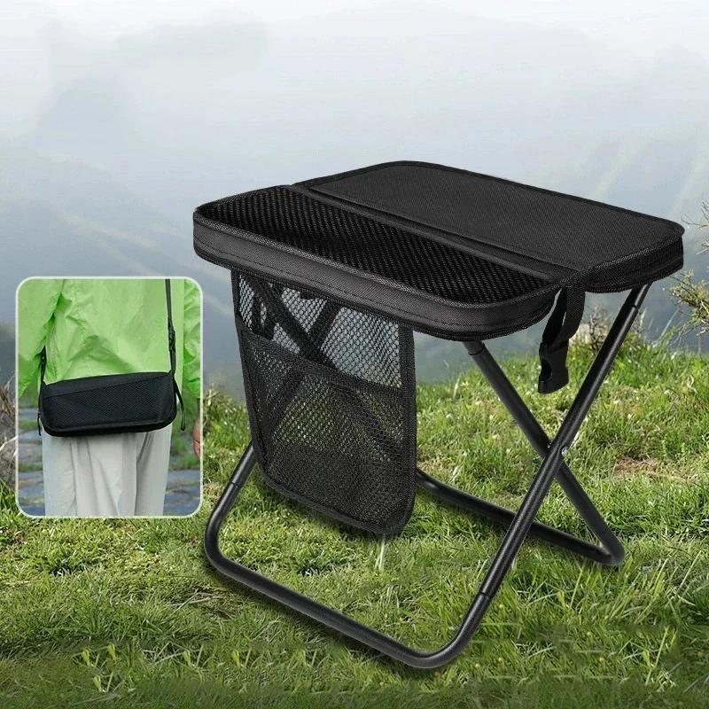 Outdoor Freizeit Camping Wandern Klapphocker im Schultertaschen-Stil Tragbare Hocker mit Aufbewahrungstasche Leicht zu Verstauen für Öffentlichen Verkehr – Detail 2