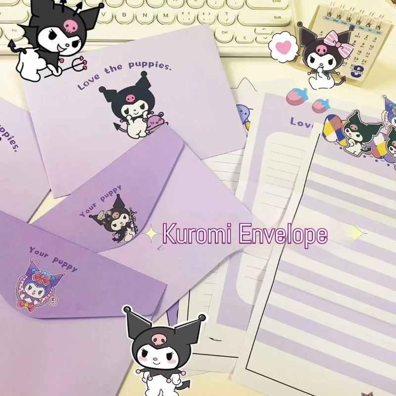 

Конверт Sanrio Kuromi романтический, аниме Набор для письма с мультяшным рисунком, креативное письмо, благословение, подарок, сообщение