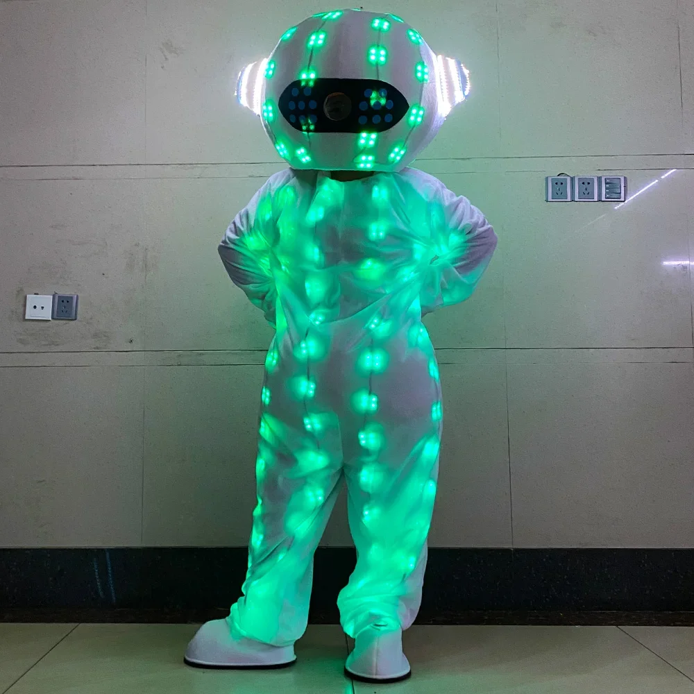 

LED Nightclub DJ Mascot Light-up Space Robot Costume Stage Performance Spacesuit Doll Cosplay Set Adult LED Set RGB Party Suit