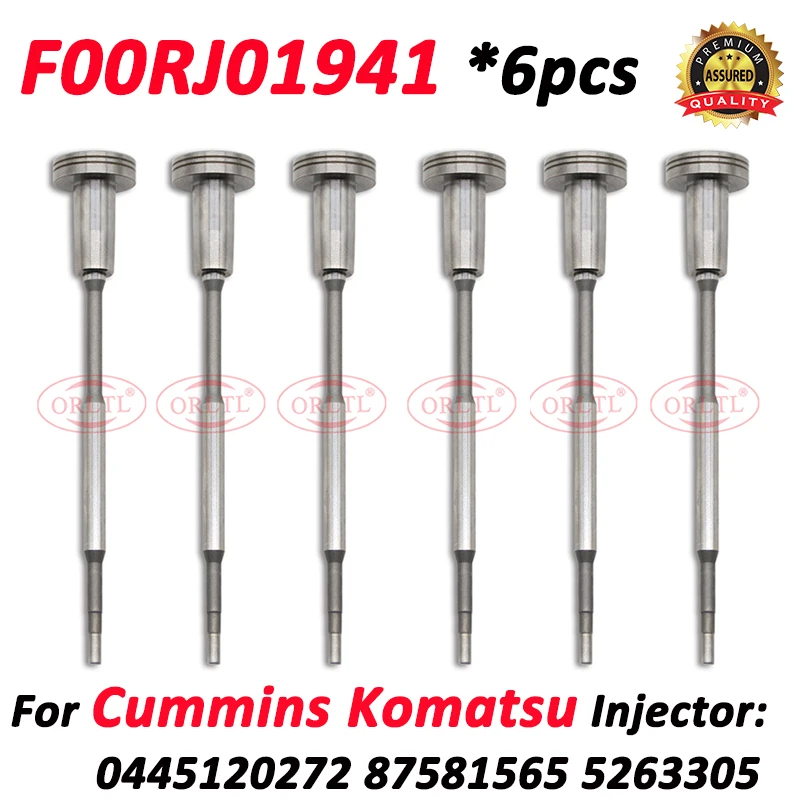 

6 шт. клапан F00RJ01941 детали форсунки дизельного топлива F 00R J01 941 для Cummins Komatsu 0445120272 5263305 87581565
