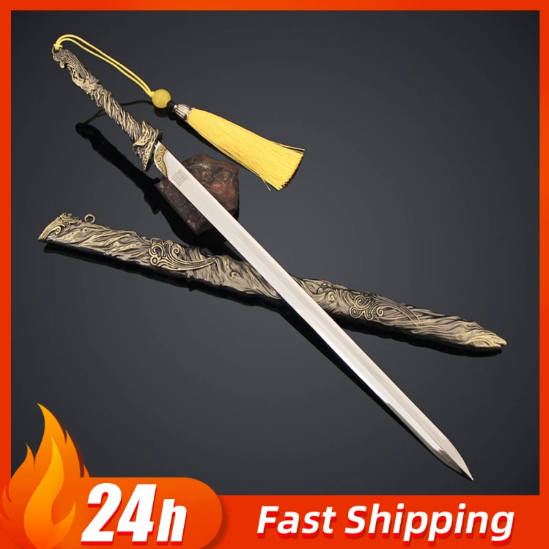 11.81in Film En TV Perifere Tian Di Xuan Huang Zwaard Oude Zwaard Wapen Model Met schede Desktop Collectie Decoratieve