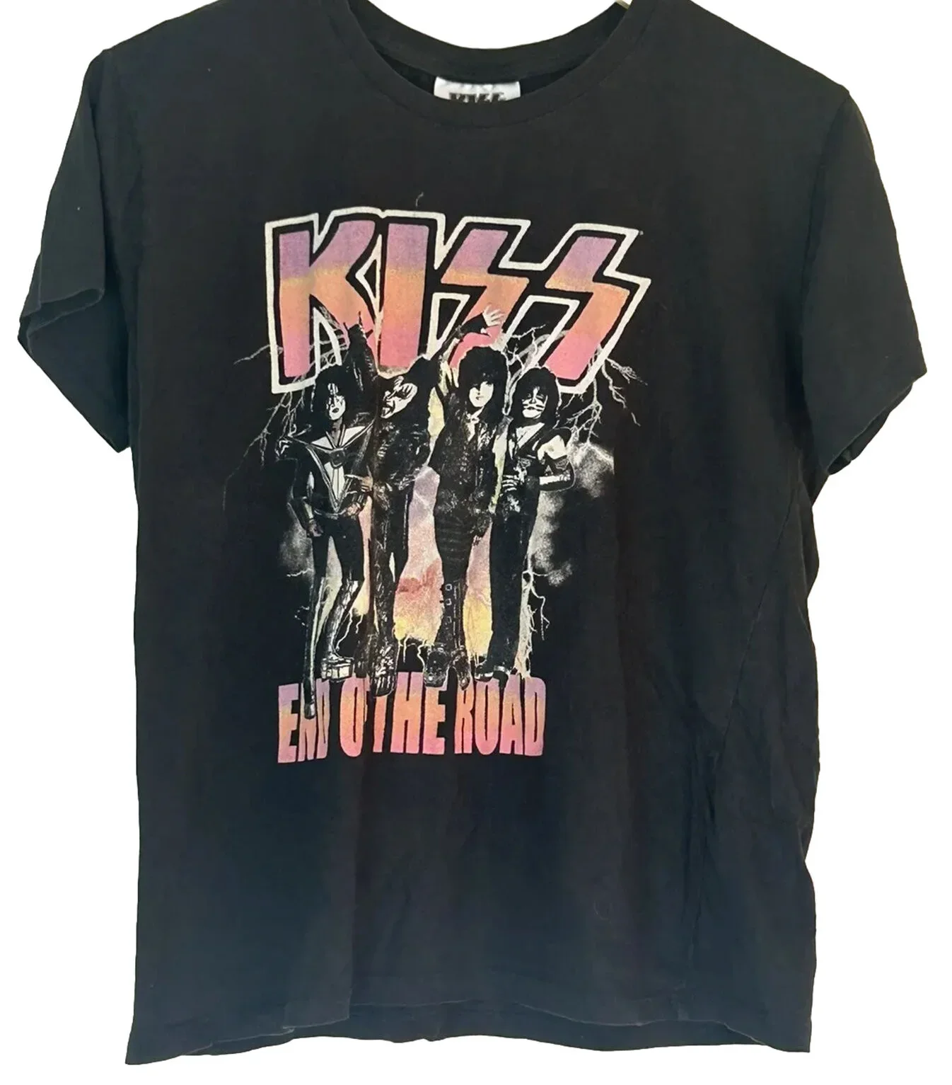 KISS Shirt End of the Road Short Sleeve Crew Neck Concert Shirt Band Black L