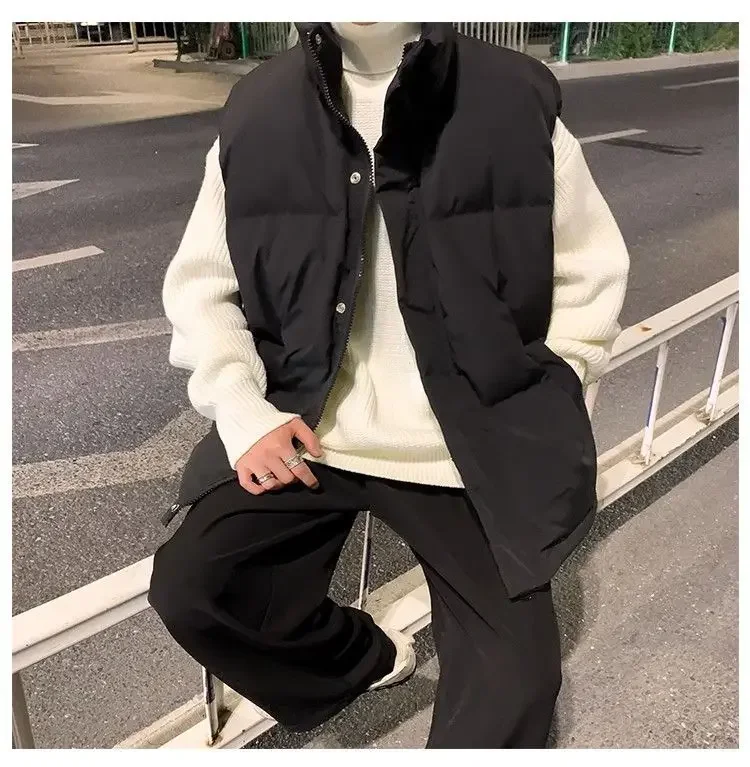 Autumn and winter Korean style vests for men and women trendy stand-up collar cotton clothes slim bf thickened vests warm jacket