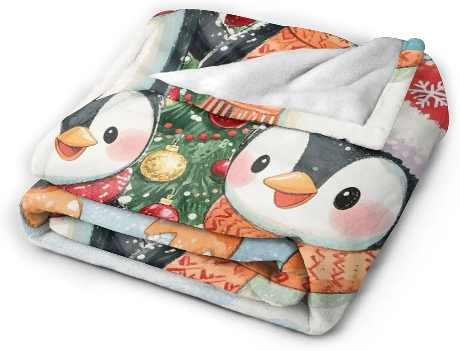 VIKAMA Penguin Blanket - Soft Plush Christmas Winter Blanket - A Comfortable Penguin Print Gift For Ladies, Girls And Children