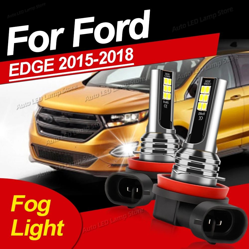 

2pcs Car LED Front Fog Light Bulbs 6000K Fog Lamp For Ford EDGE 2015 2016 2017 2018 Plug and Play 80W Accessories 3030 SMD Chip