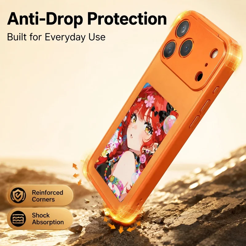 NFC Passive 4 Color E-Ink Display Phone Case For iPhone 15 14 17Pro Max DIY Custom Photo Picture Cover One Tap Change Image Zer view 5