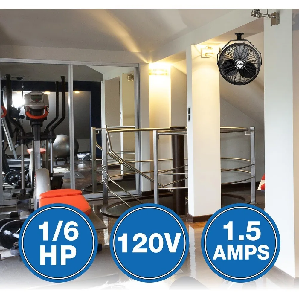 جودة عالية - مروحة تثبيت على السقف من الدرجة الصناعية مقاس 9718 مقاس 18 بوصة، مطورة بالكامل باللون الأسود #2