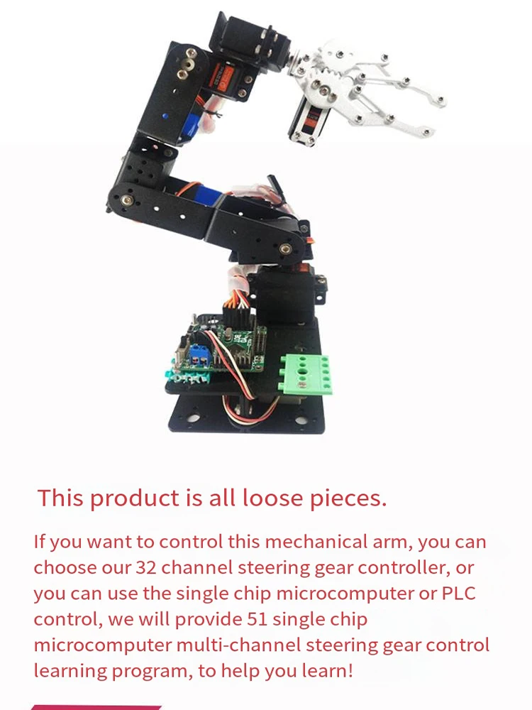 6-teiliges Robotik-Set, pädagogischer Roboter-Manipulator, Metalllegierung, Arduino-Arm-Servo MG996 für Arduino-Roboter, DIY-Kit, programmierbares Kit – Detail 5