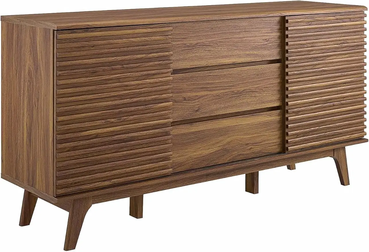 

Render 63" Mid-Century Modern Sideboard Buffet Table or TV Stand in Walnut