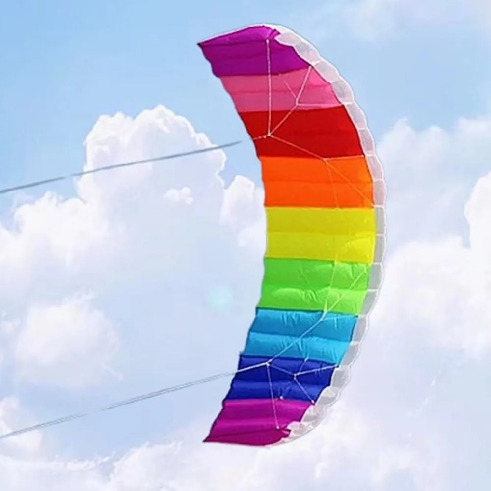 Arco-íris macio guarda-chuva pipa dupla potência dupla linha pára-quedas pipa 30 metros linha com ferramenta voadora parafoil pipa esportes ao ar livre