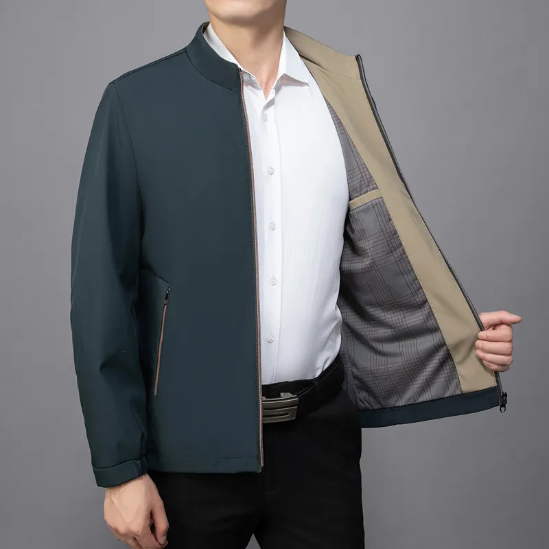 

Man Leisure Jacket Spring Autumn Stand Collar Slim Fit Jackets Zipper Fashion Windproof Jacket Korean Men Lightweight Jacket