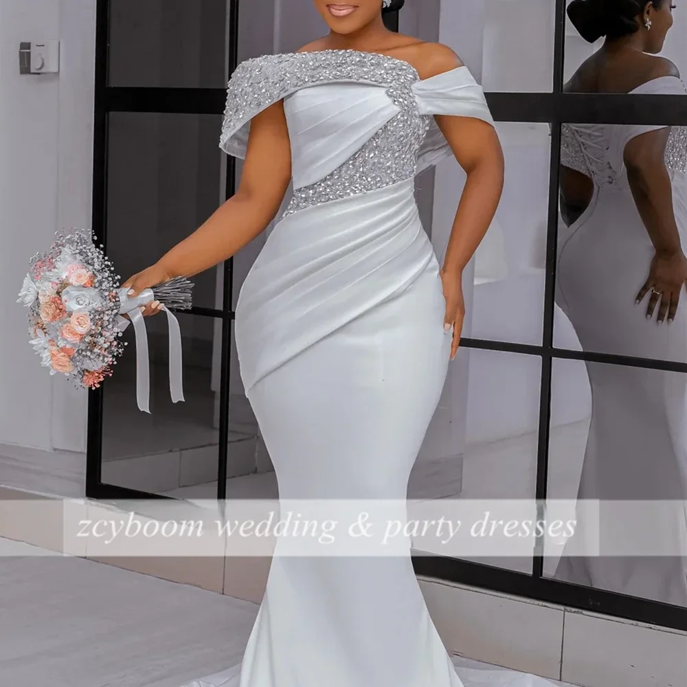 Maßgeschneidertes Sexy Meerjungfrau-Brautkleid Ärmellos Pailletten-Besetzt Afrikanisches Hochzeitskleid Abnehmbarer Schleppe Übergröße 2026 Vestido De Noiva – Detail 4