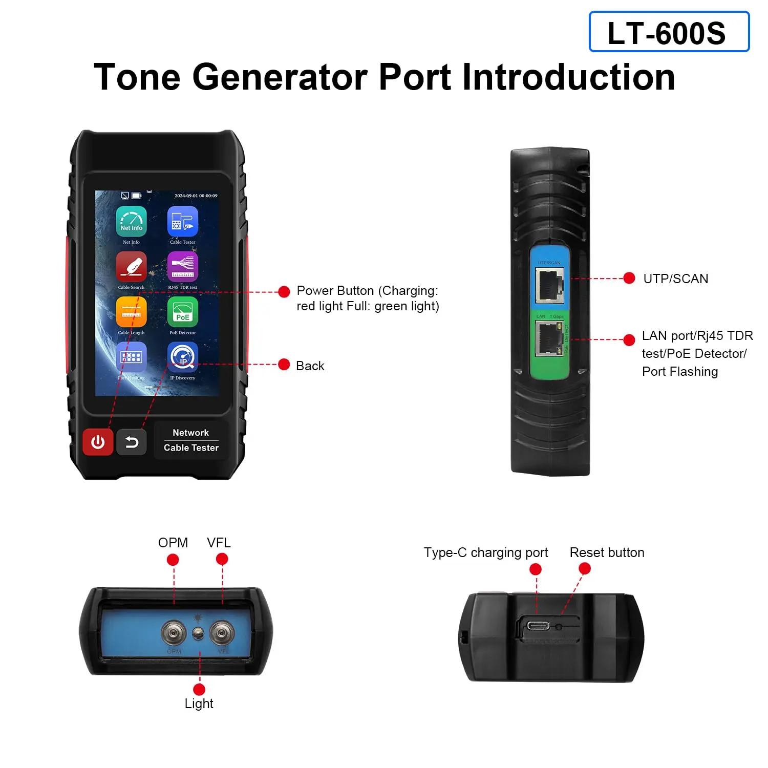 Digital Cable Tester Support Optical Power Meter Visual Fault Locator PoE Checker Network Test Cable Continuity Testing
