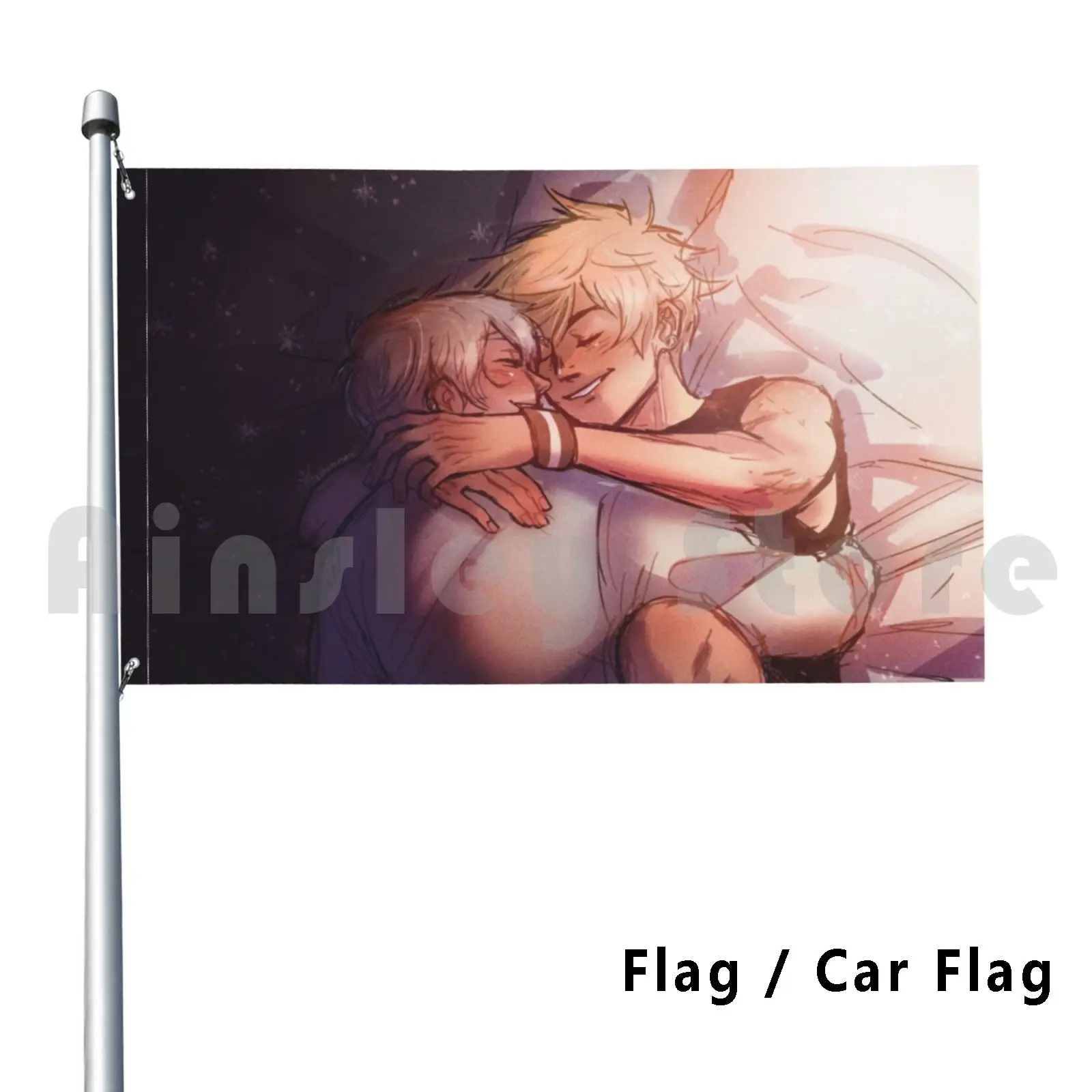 Late Afternoon Cuddles Outdoor Decor Flag Car Flag Bnha Boku No Hero Academia Mha Bakugou Katsuki Bakugo Katsuki