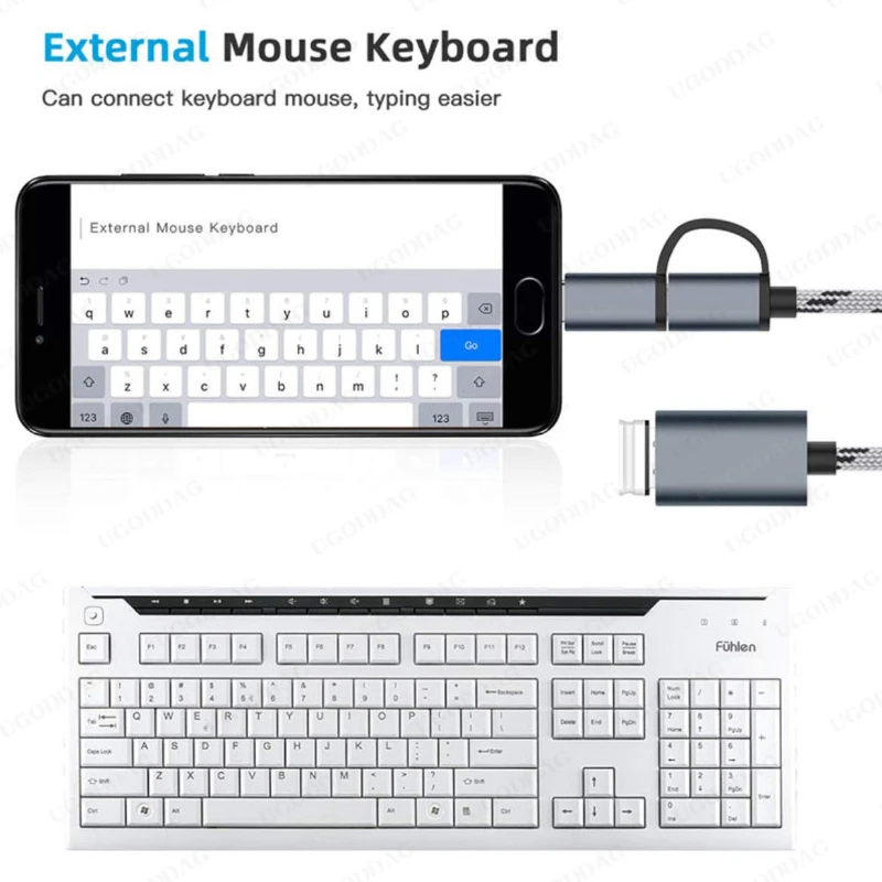 2ใน1 OTG Adapter Type C Micro USB To USB 3.0อะแดปเตอร์ USB-C ข้อมูลสำหรับ Xiaomi redmi Samsung OTG Connector