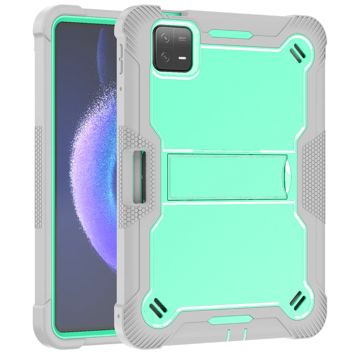 

PC-Silicone Heavy Duty Case For Xiaomi Pad 7 6 Pro 2024 11.2" 2023 11.0" Kickstand Rugged Cover 3-Layers Protection Shockproof