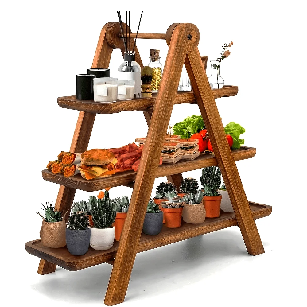 

Wood Three-Layer Wooden Tray Storage Rack, Dessert Rack Cake Rack Bread Rack Fruit Afternoon Tea Snack Display Rack