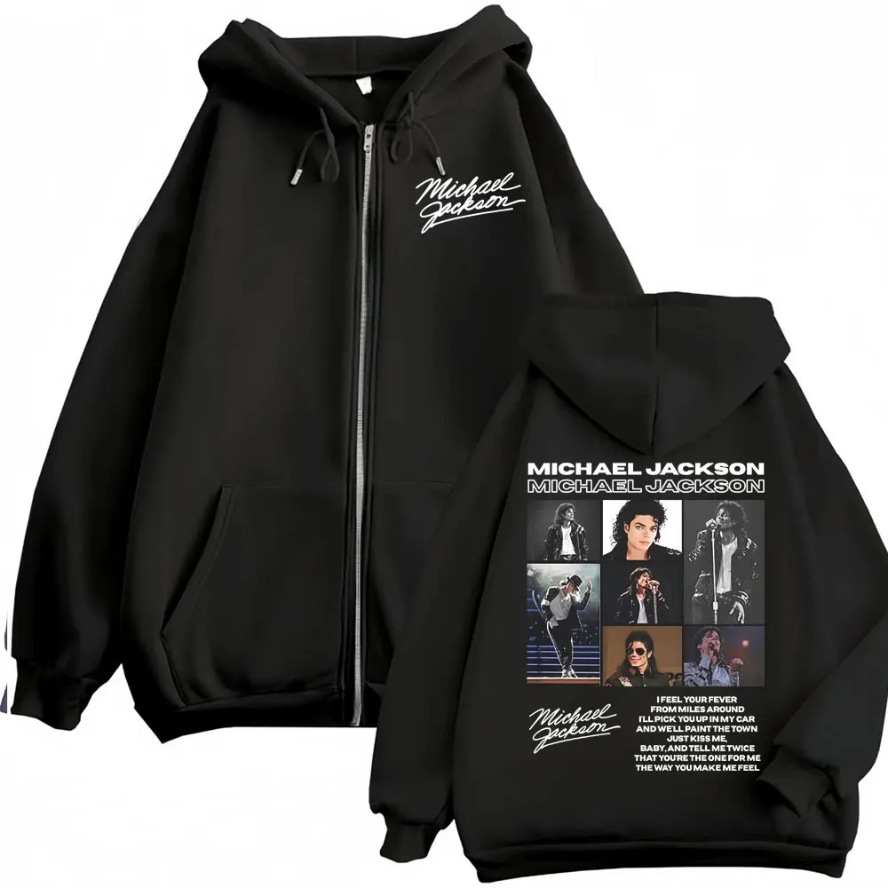 King of Pop Michael Jackson Tour Zipper Hoodies Herrenmode High Street Jacke Sweatshirts Lässige Oversize-Pullover mit Reißverschluss