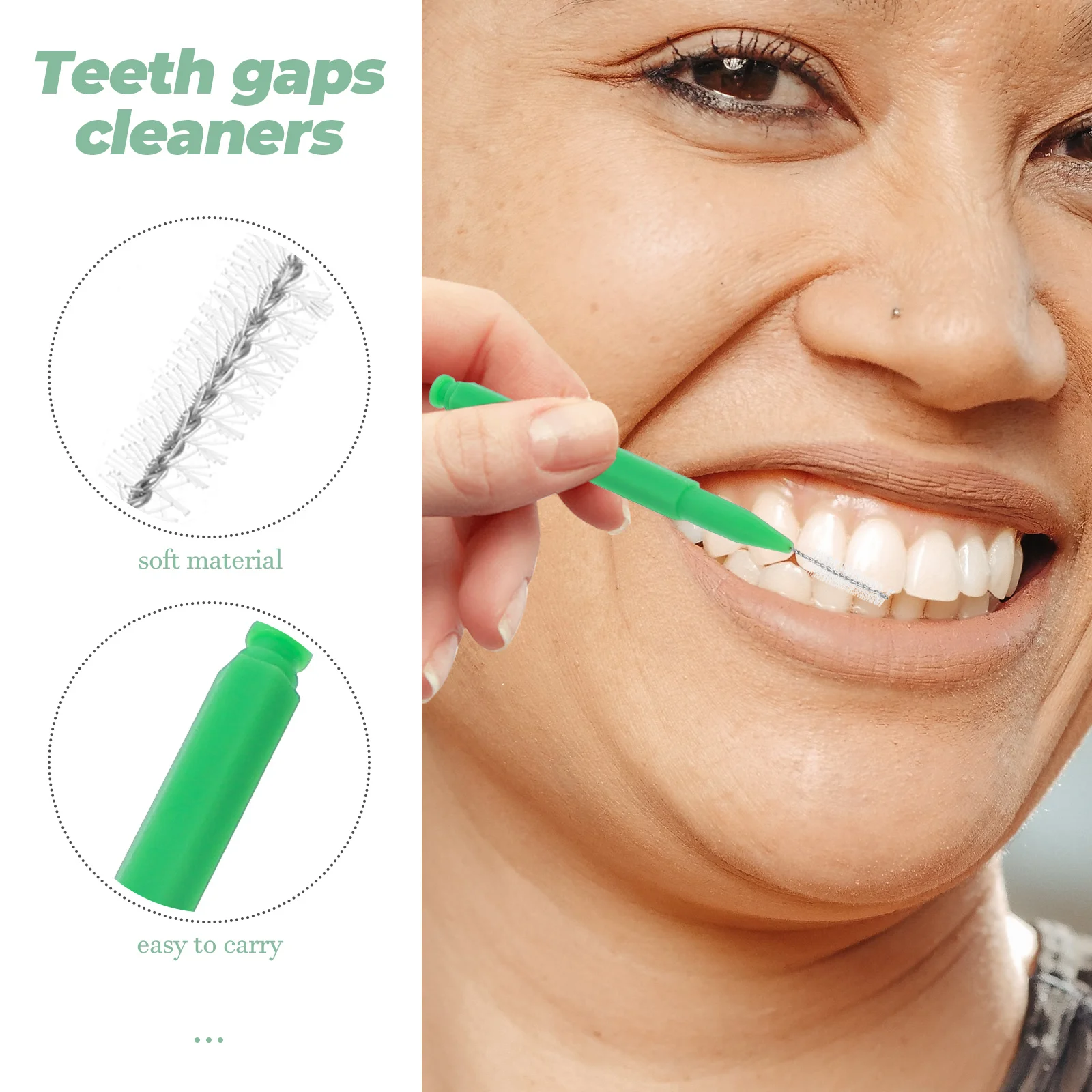 

30pcs 8mm Green Interdental Brushes Soft Bristles Teeth Cleaners Oral Care Supplies Travel Teeth Cleaner Family Use